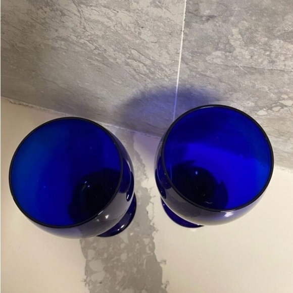 Vintage Cobalt Blue Wine/Tea/Water Glass Libbey Glass Lot of 2 Drinkware - Picture 3 of 6